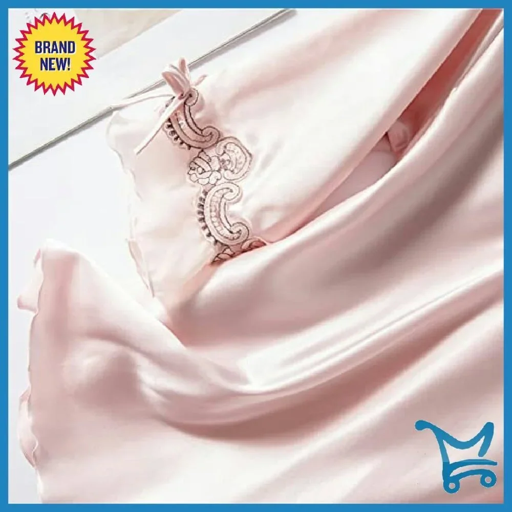 Women's Satin Pajama Set 3/4 Sleeve V-Neck Ruffle Sleepwear